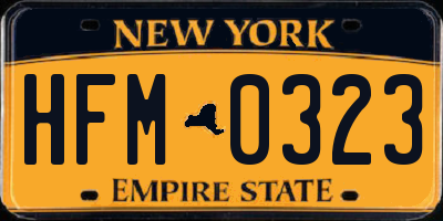 NY license plate HFM0323