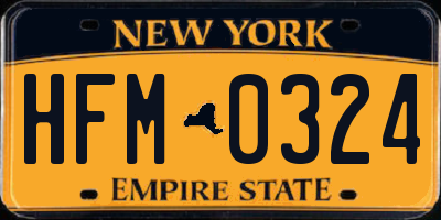 NY license plate HFM0324