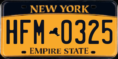 NY license plate HFM0325