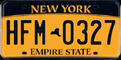 NY license plate HFM0327