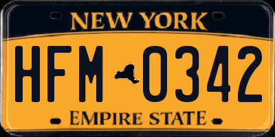NY license plate HFM0342