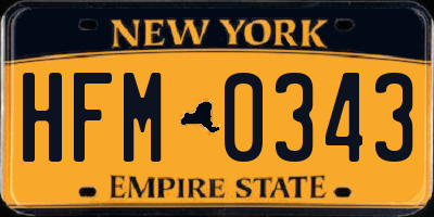 NY license plate HFM0343