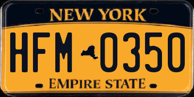 NY license plate HFM0350