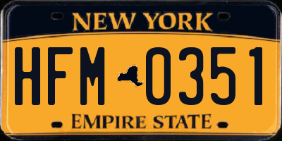 NY license plate HFM0351