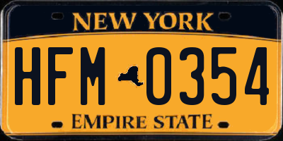 NY license plate HFM0354