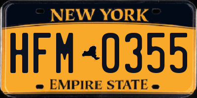 NY license plate HFM0355