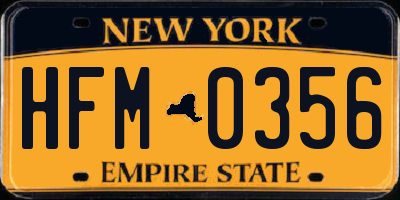 NY license plate HFM0356