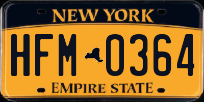 NY license plate HFM0364