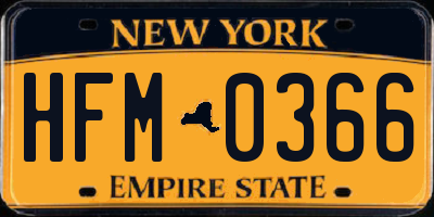 NY license plate HFM0366