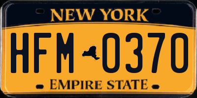 NY license plate HFM0370