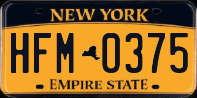 NY license plate HFM0375