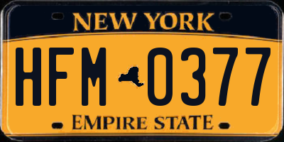 NY license plate HFM0377