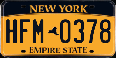 NY license plate HFM0378