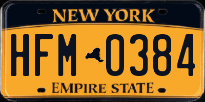 NY license plate HFM0384