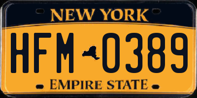 NY license plate HFM0389