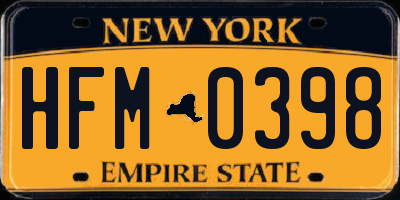NY license plate HFM0398