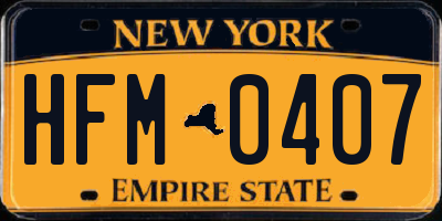 NY license plate HFM0407