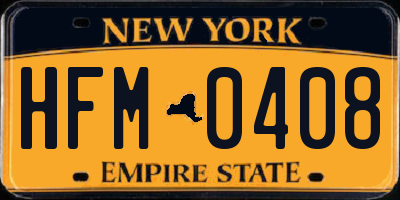 NY license plate HFM0408