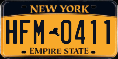 NY license plate HFM0411