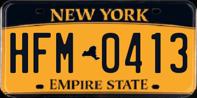 NY license plate HFM0413