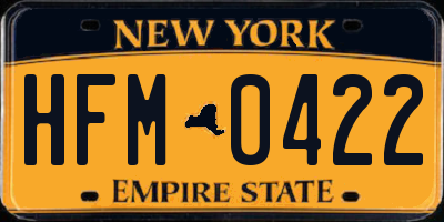 NY license plate HFM0422