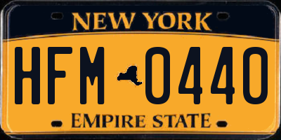 NY license plate HFM0440