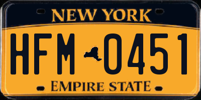 NY license plate HFM0451