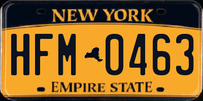 NY license plate HFM0463