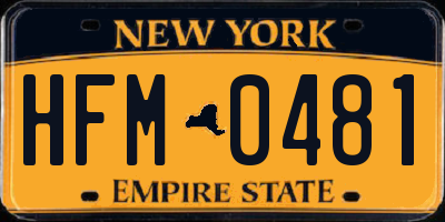 NY license plate HFM0481