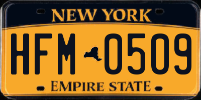 NY license plate HFM0509