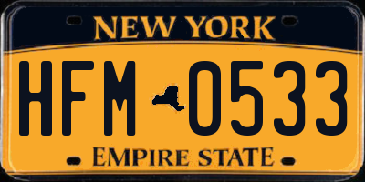 NY license plate HFM0533
