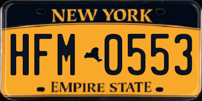 NY license plate HFM0553