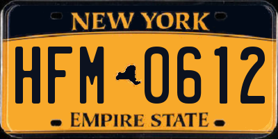 NY license plate HFM0612