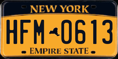 NY license plate HFM0613