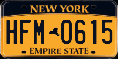 NY license plate HFM0615