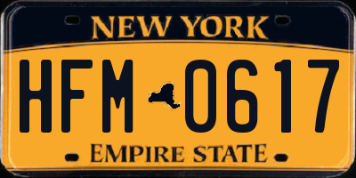 NY license plate HFM0617
