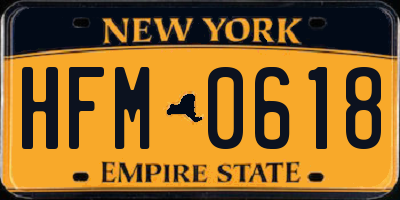 NY license plate HFM0618
