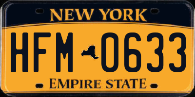 NY license plate HFM0633