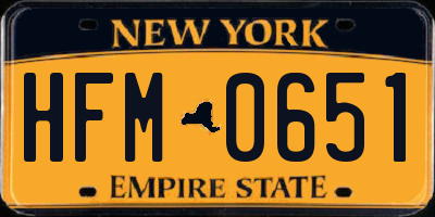 NY license plate HFM0651
