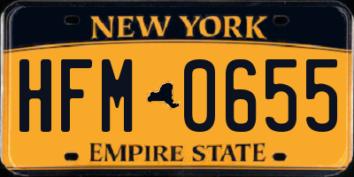 NY license plate HFM0655