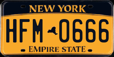 NY license plate HFM0666