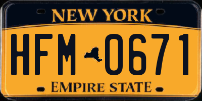 NY license plate HFM0671