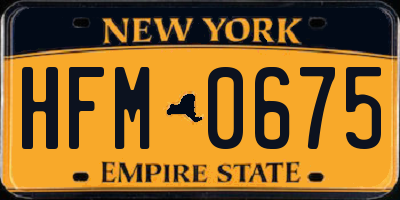 NY license plate HFM0675