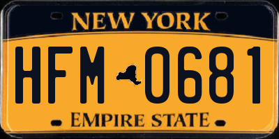 NY license plate HFM0681