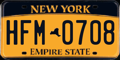 NY license plate HFM0708