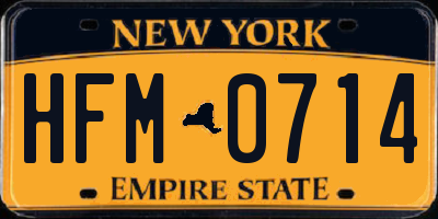 NY license plate HFM0714