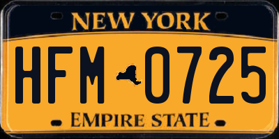 NY license plate HFM0725