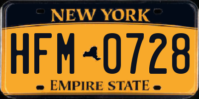 NY license plate HFM0728