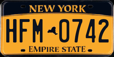 NY license plate HFM0742