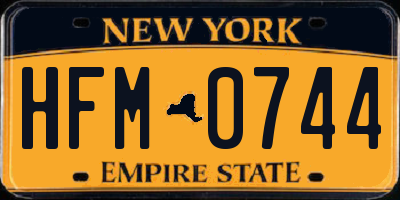 NY license plate HFM0744